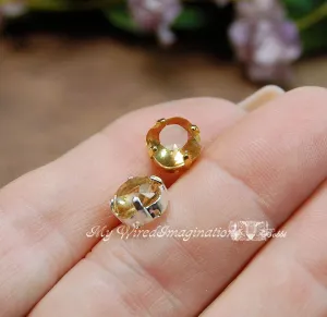 Light Colorado Topaz, 2 Pcs Cushion Cut 4470 With Setting, Vintage Crystal Sew On