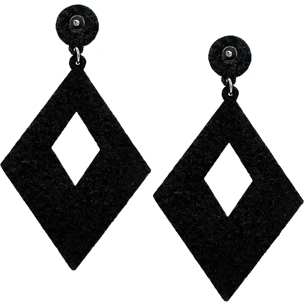 Light Pink Rhinestone Rhombus Felt Earrings