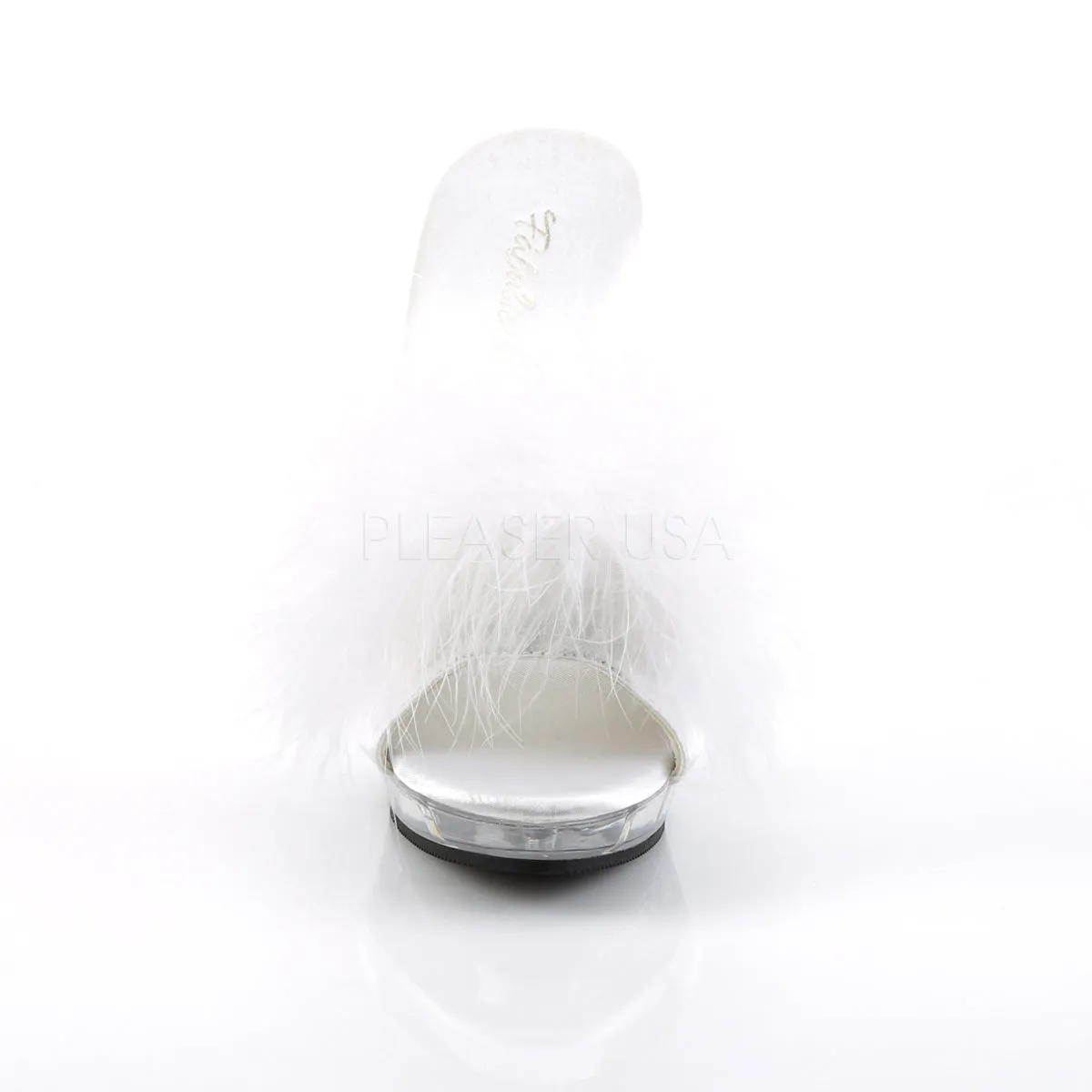 LIP-101-8  White Satin-Fur/Clear