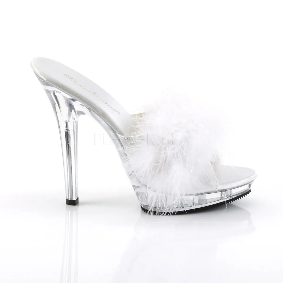 LIP-101-8  White Satin-Fur/Clear