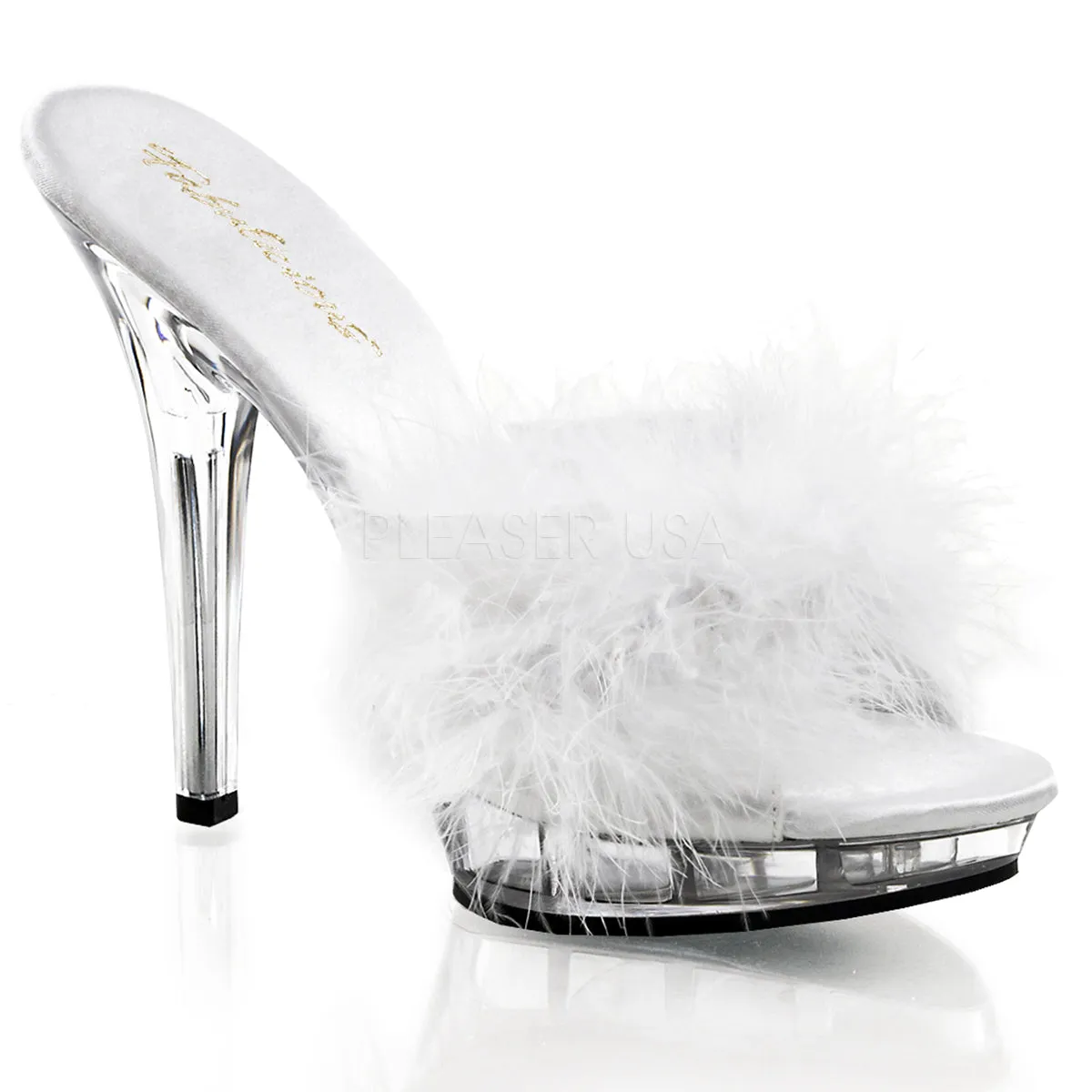 LIP-101-8  White Satin-Fur/Clear