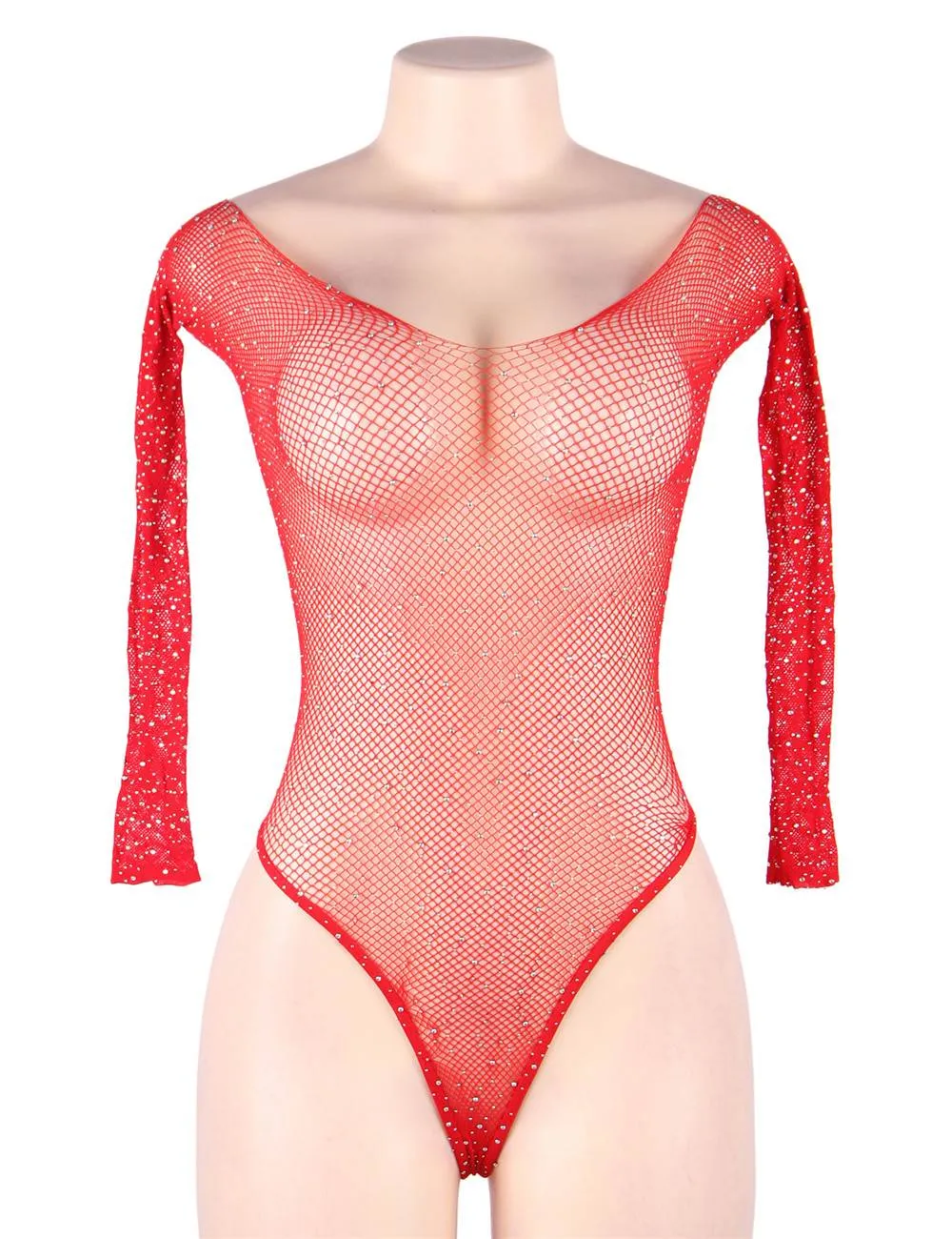 Long Sleeve Fishnet Off-the-shoulder Sparkle Bodysuit Egypt
