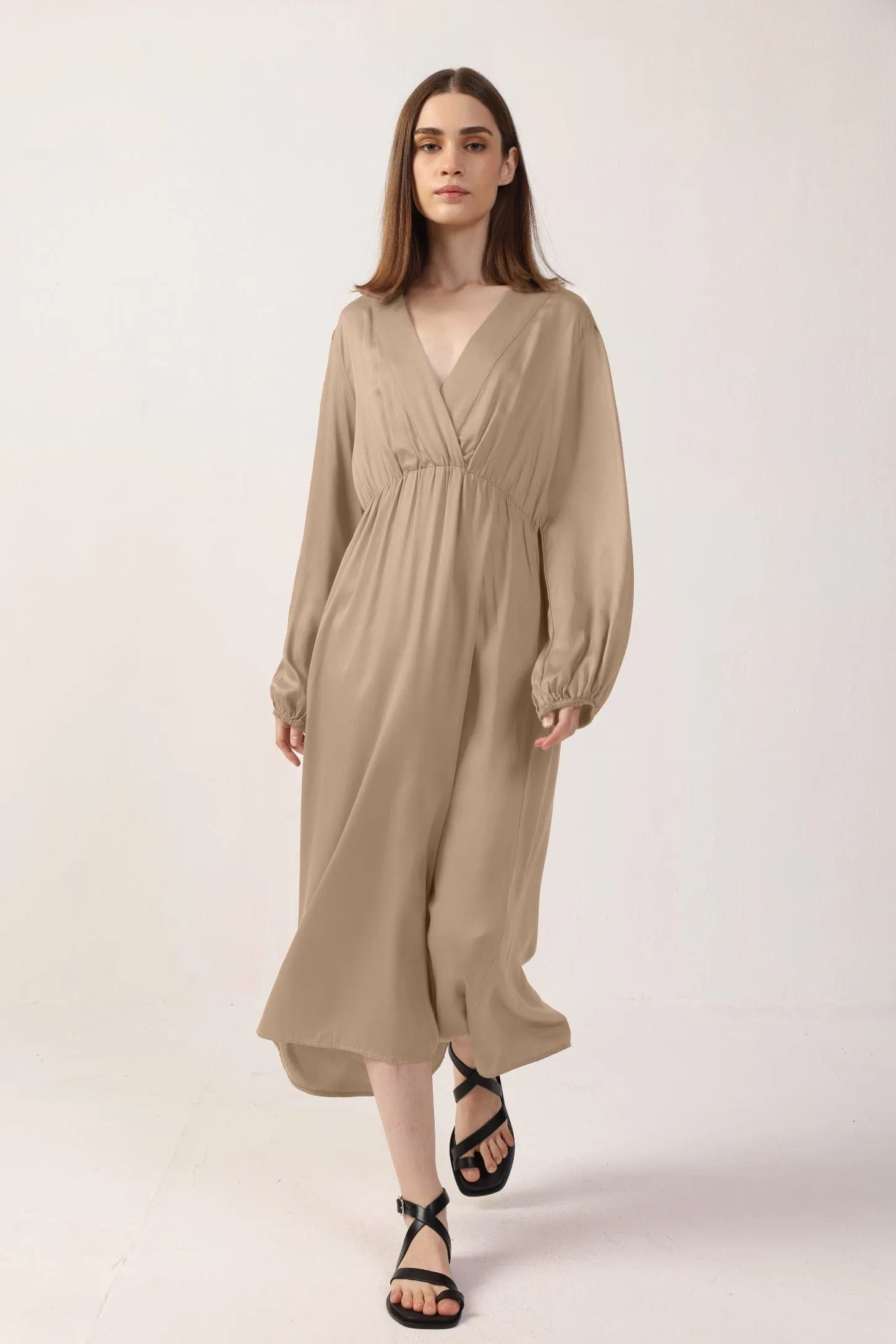 Long Sleeve Satin TENCEL™ Rachel Dress | Multiple Colours