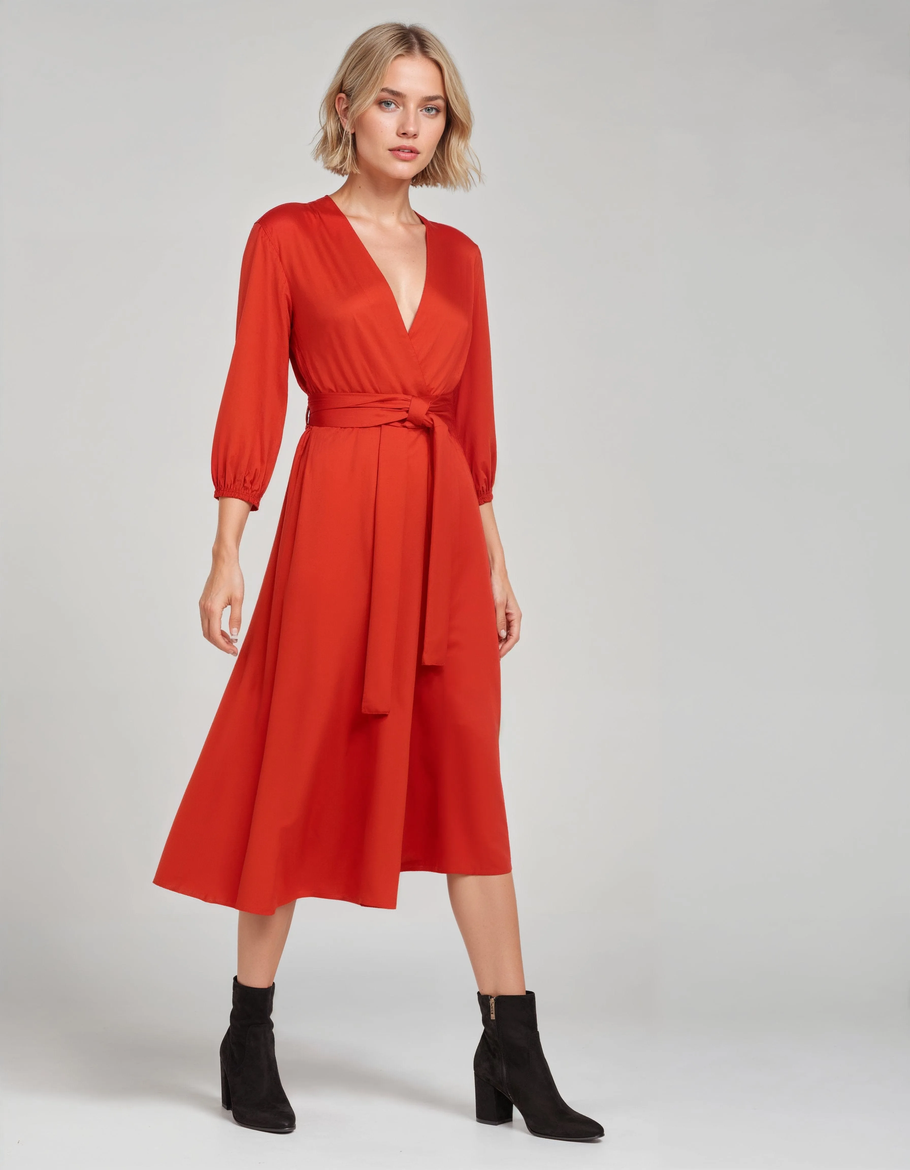 Long Sleeve Satin TENCEL™ Rachel Dress | Multiple Colours