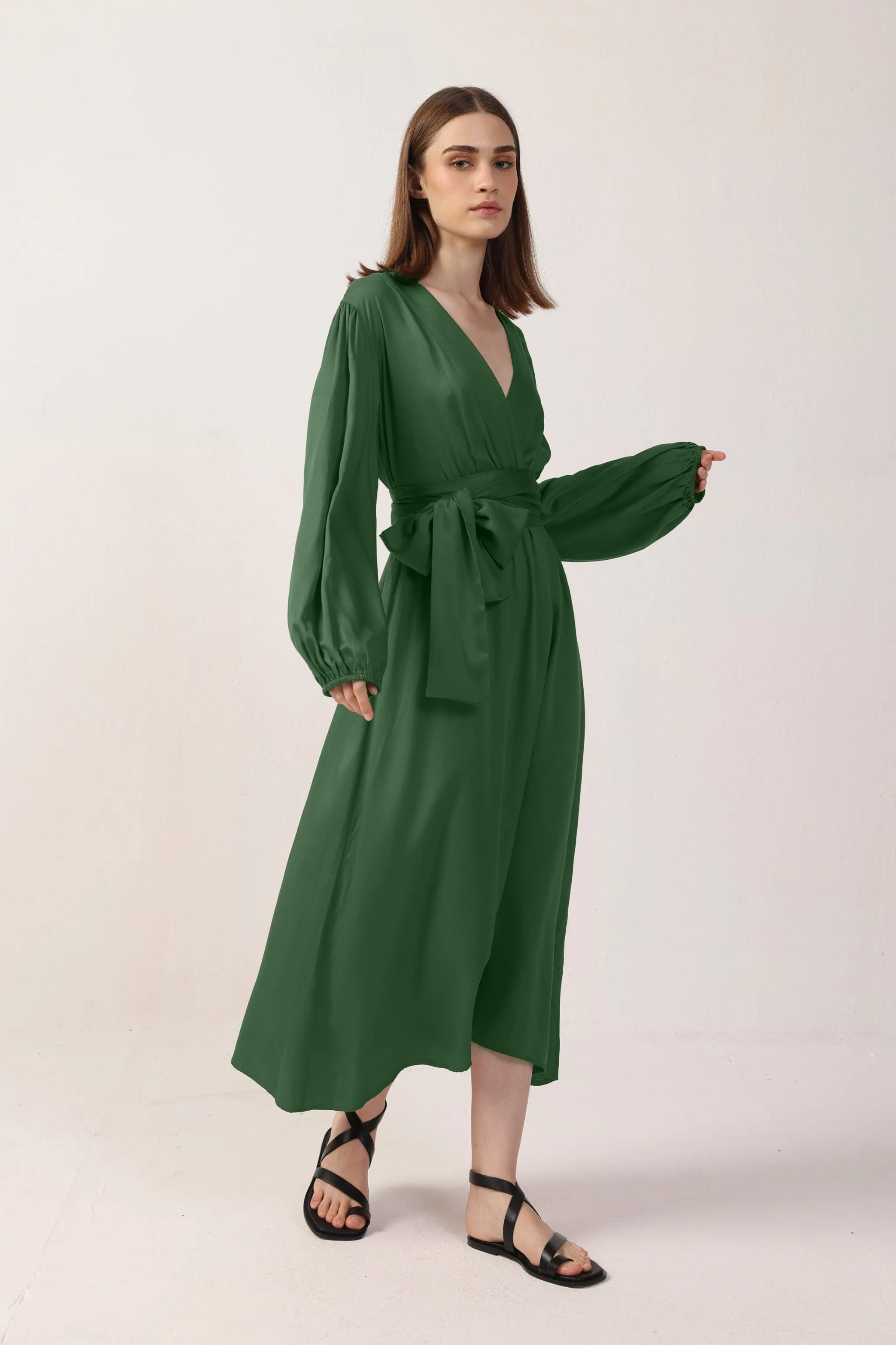 Long Sleeve Satin TENCEL™ Rachel Dress | Multiple Colours
