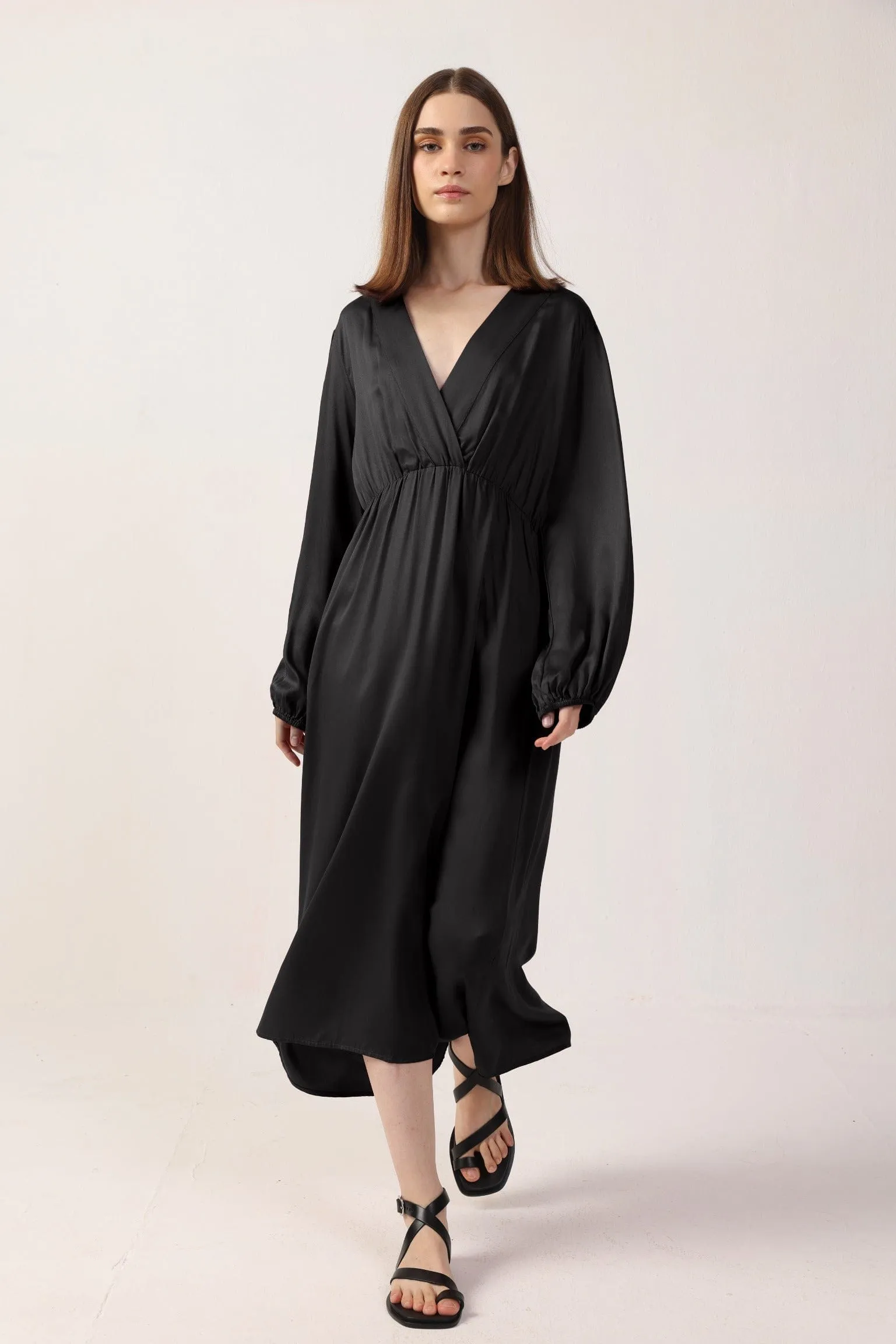 Long Sleeve Satin TENCEL™ Rachel Dress | Multiple Colours