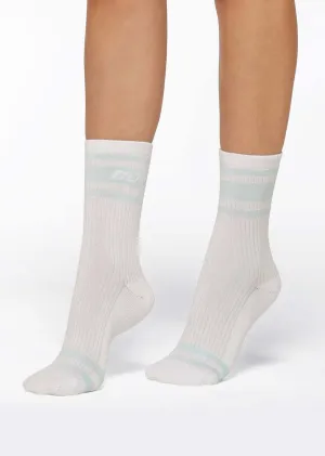Lorna Jane LJ Retro Crew Sock - White/Blue Sky