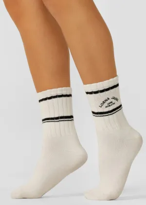 Lorna Jane Lotus Crew Socks - Porcelain/Ash Blue