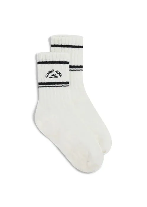 Lorna Jane Lotus Crew Socks - Porcelain/Ash Blue