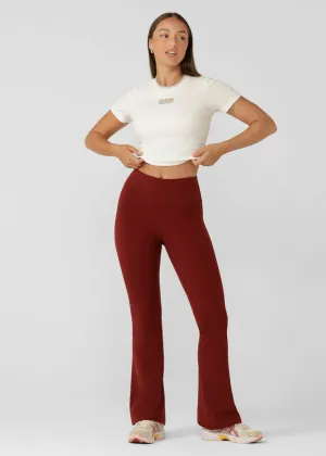 Lorna Jane Lotus Flared Full Length Leggings - Sepia
