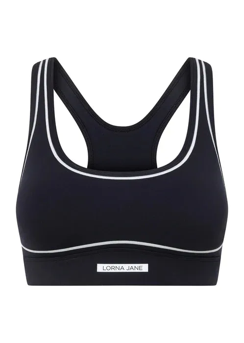 Lorna Jane Retro Track High Support Sports Bra - Midnight Blue