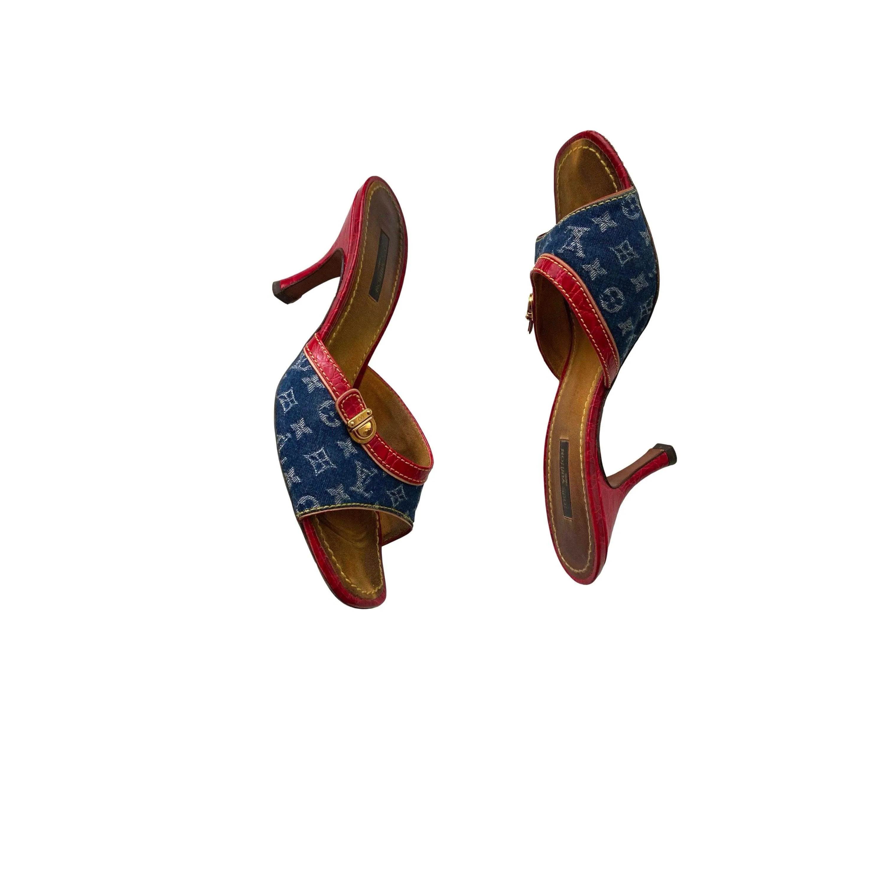 Louis Vuitton Denim Logo Heels
