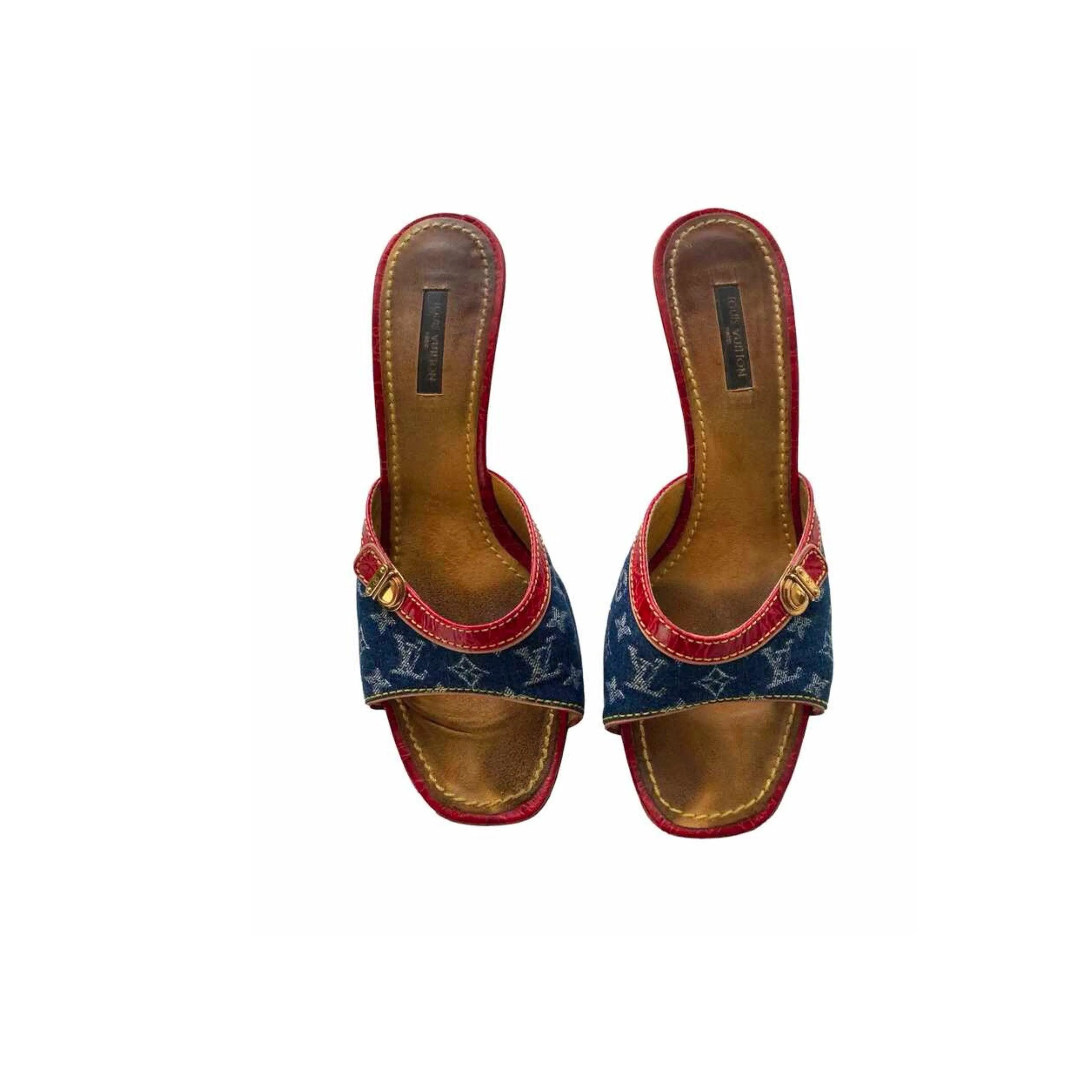 Louis Vuitton Denim Logo Heels