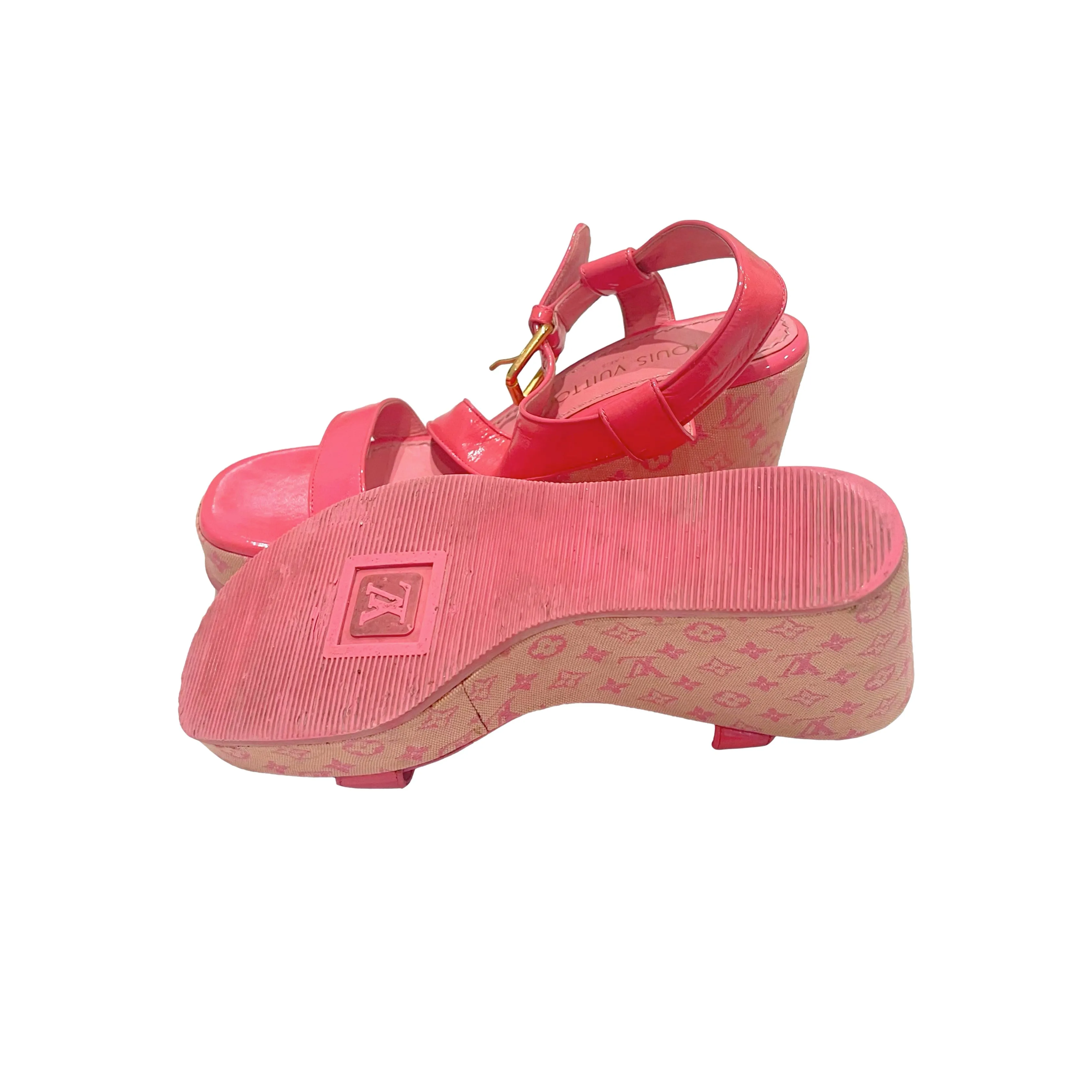 Louis Vuitton Pink Monogram Wedges
