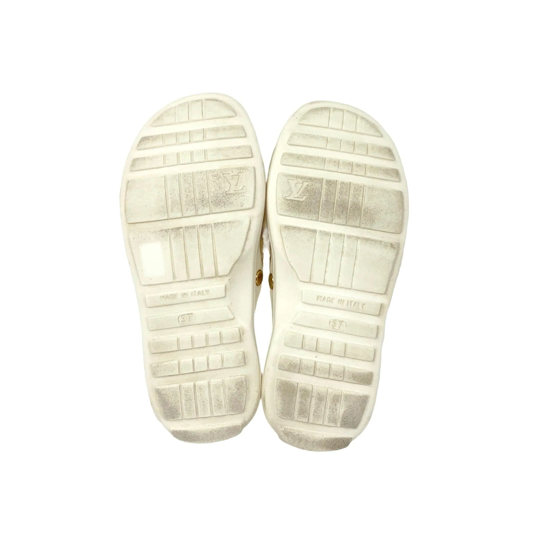Louis Vuitton White Multicolor Monogram Slides
