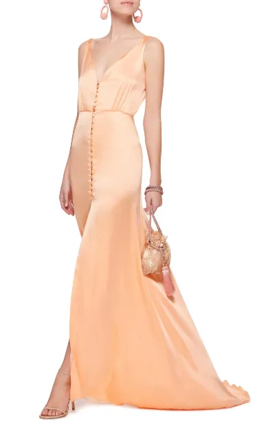 Low Cut Deep V Neck Blue Maxi Dress,Sexy Satin Long Prom/Evening/Bridesmaid Dress with Buttons,Sexy Blue Maxi Dress
