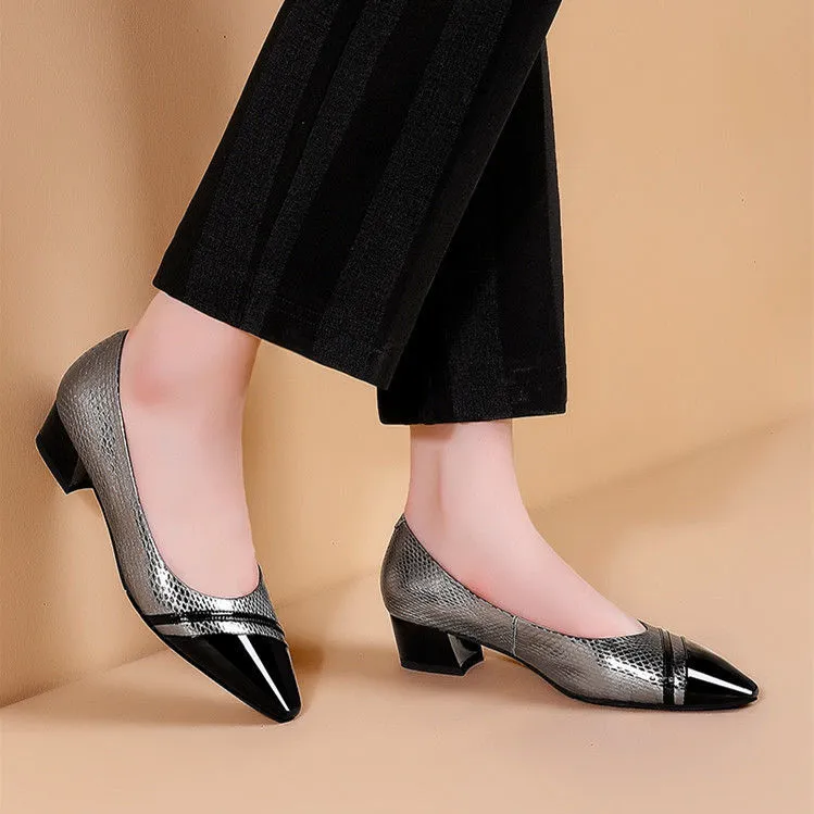 Low-Heel Pointed Toe All-Match Pumps