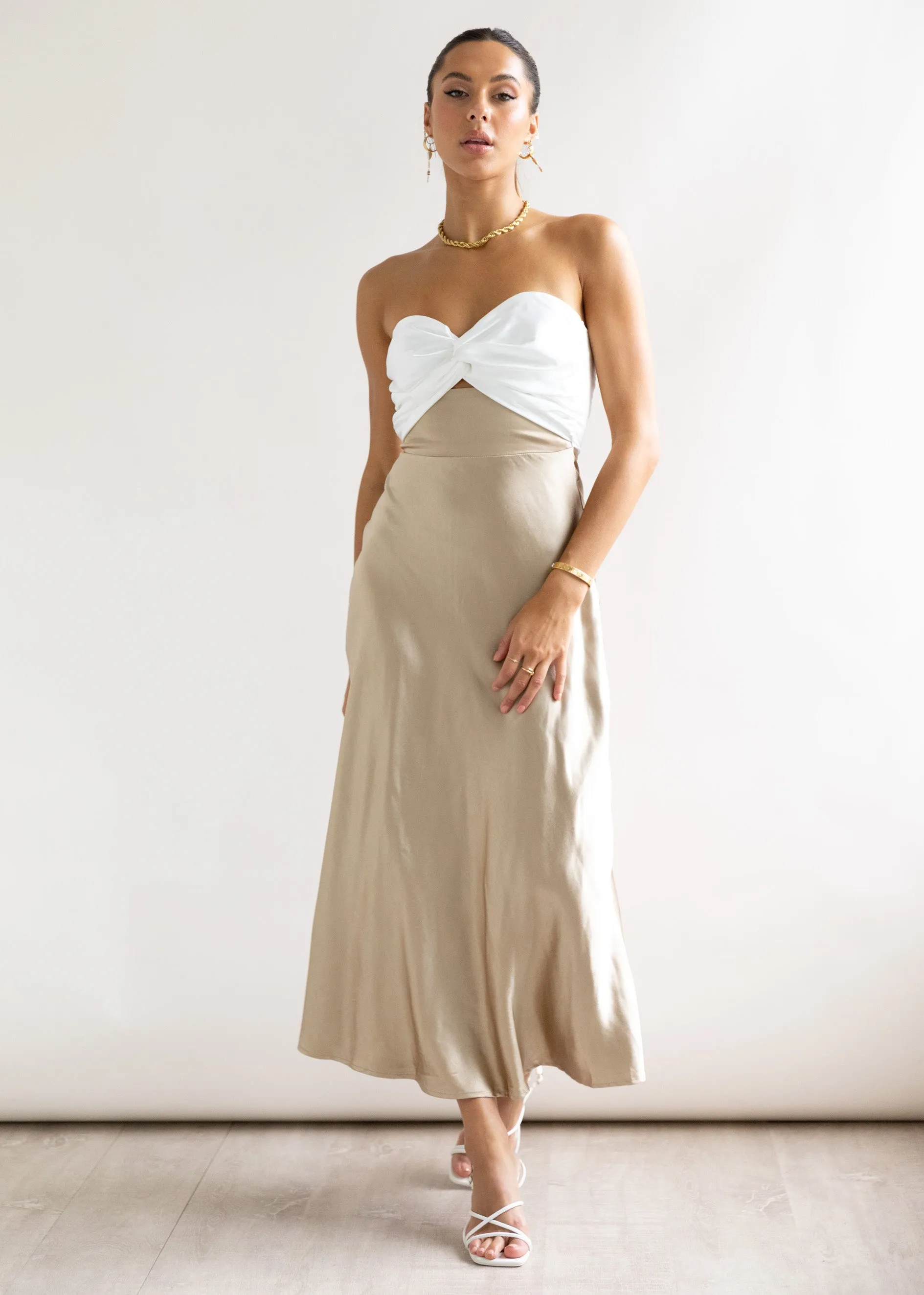 Luella Strapless Midi Dress - Gold