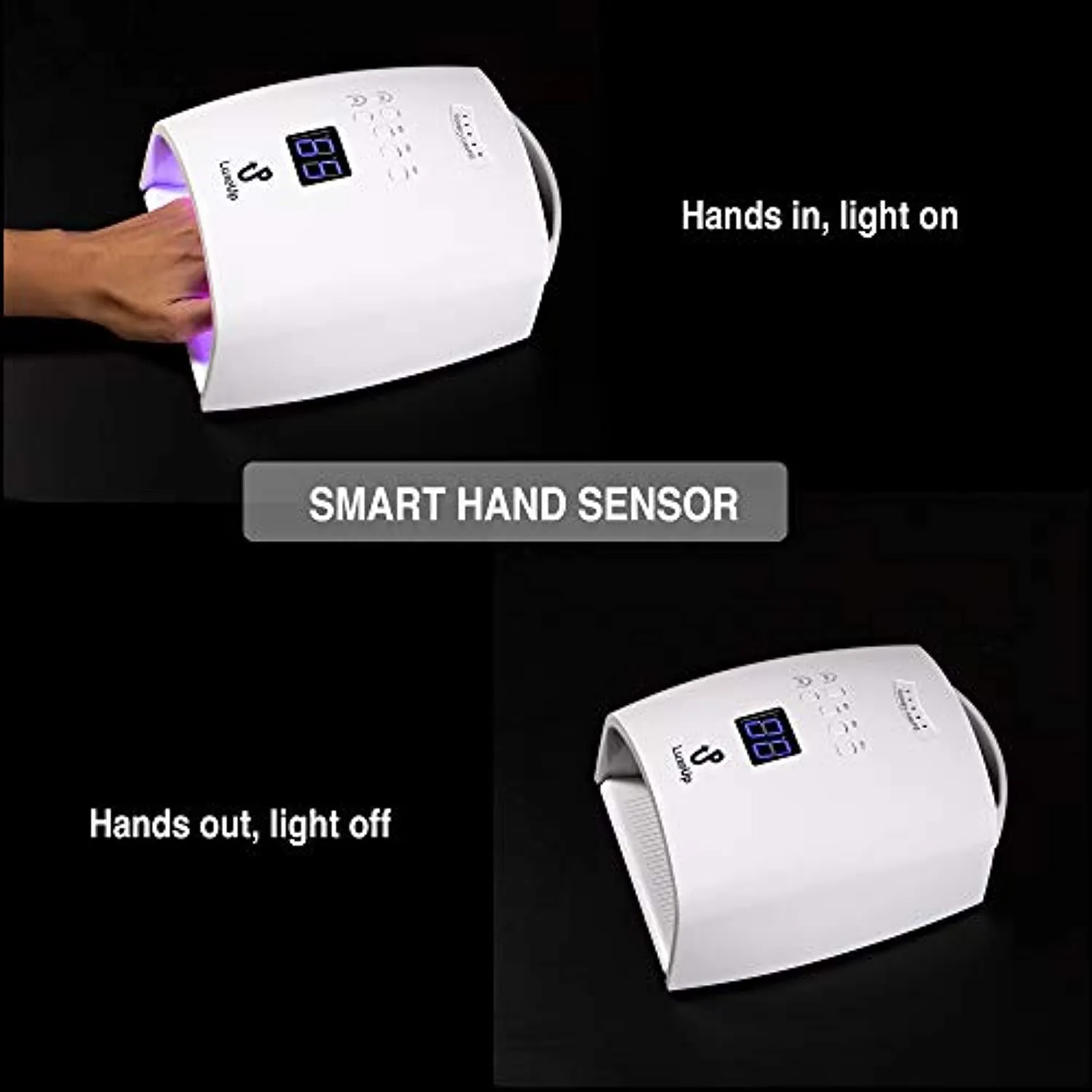 LuxeUp 65W Rechargeable Cordless UV Nail Lamp – Wireless Professional LED Gel Polish Nail Light Dryer with Motion Detector Technology