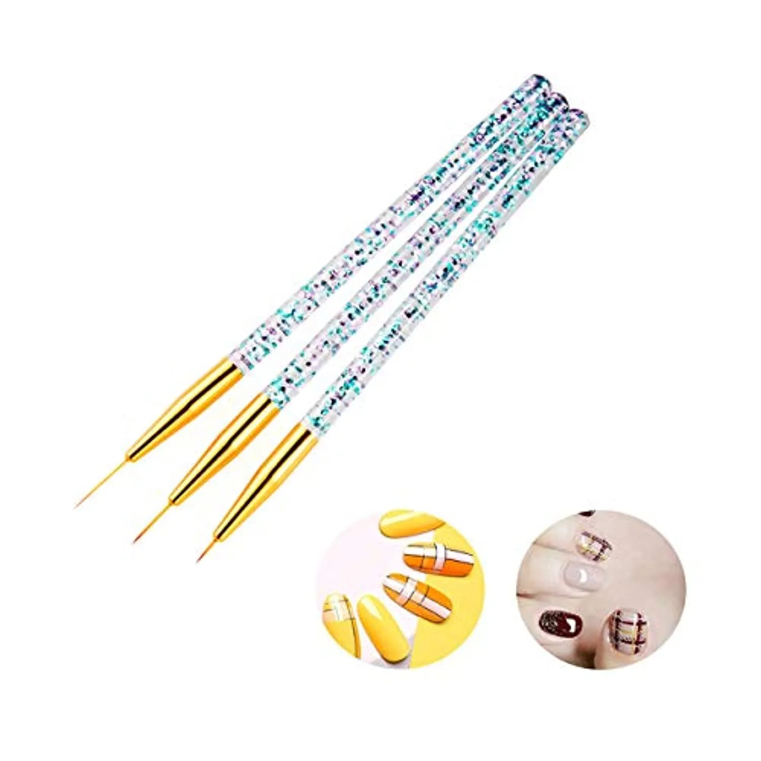 LWBTOSEE 2pc Nail Ombre Brush Nail Art Painting Pen Brush UV Gel Polish Gradient Color Rhinestone Crystal Acrylic Nail Drawing Pen