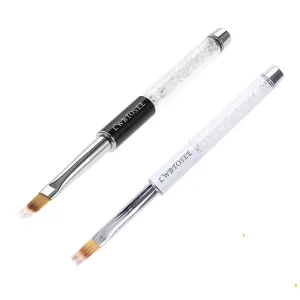 LWBTOSEE 2pc Nail Ombre Brush Nail Art Painting Pen Brush UV Gel Polish Gradient Color Rhinestone Crystal Acrylic Nail Drawing Pen