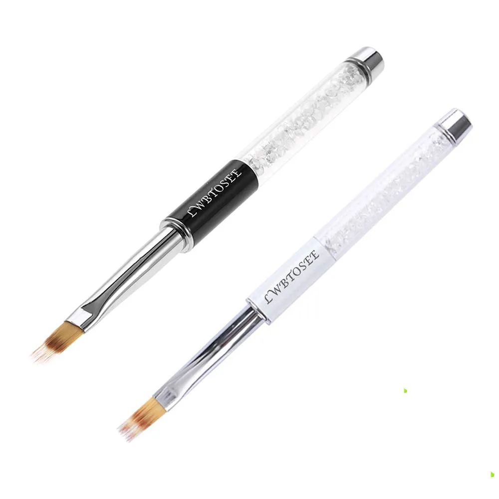 LWBTOSEE 2pc Nail Ombre Brush Nail Art Painting Pen Brush UV Gel Polish Gradient Color Rhinestone Crystal Acrylic Nail Drawing Pen