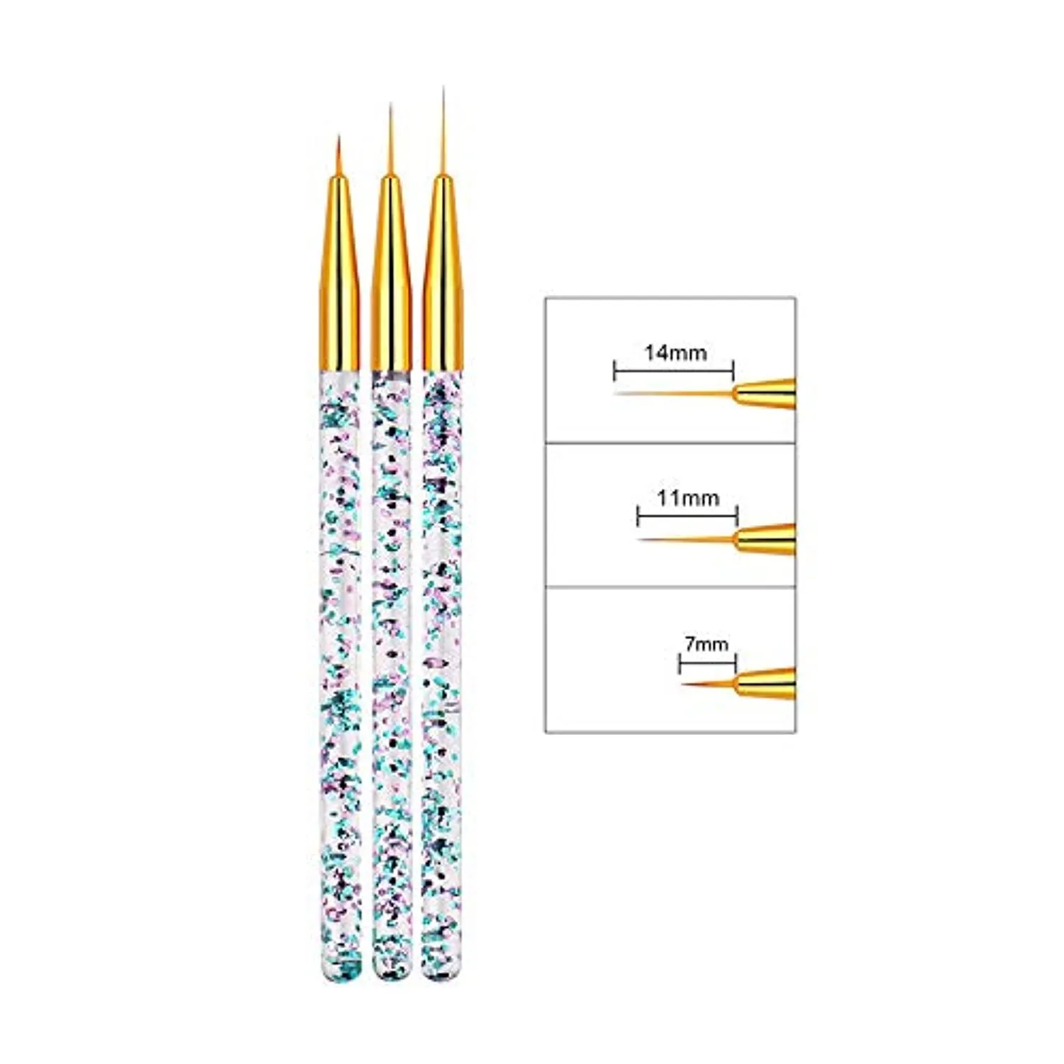 LWBTOSEE 2pc Nail Ombre Brush Nail Art Painting Pen Brush UV Gel Polish Gradient Color Rhinestone Crystal Acrylic Nail Drawing Pen