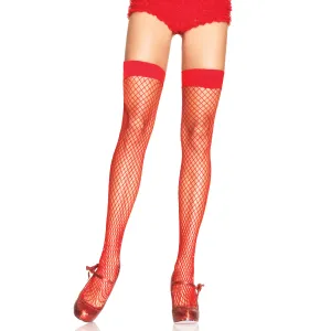 Lycra Industrial Fishnet Thigh High - O/S - Red