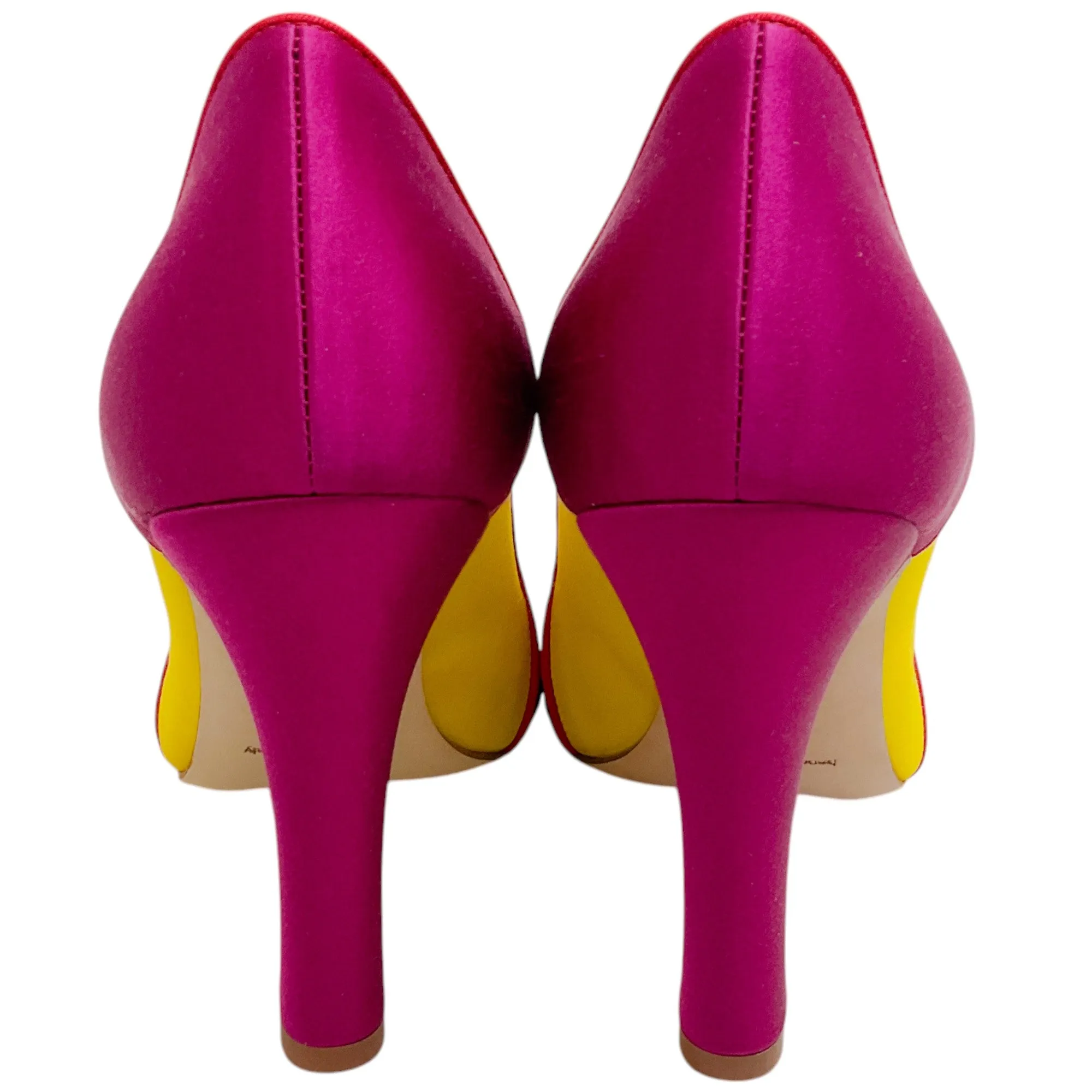 Manolo Blahnik Multi Colorblock Satin Trionan Pumps