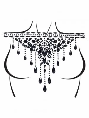 Masquerade Choker Stick-On Jewels - Black