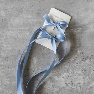 Matte Satin Ribbon Hair Pin Set: Denim
