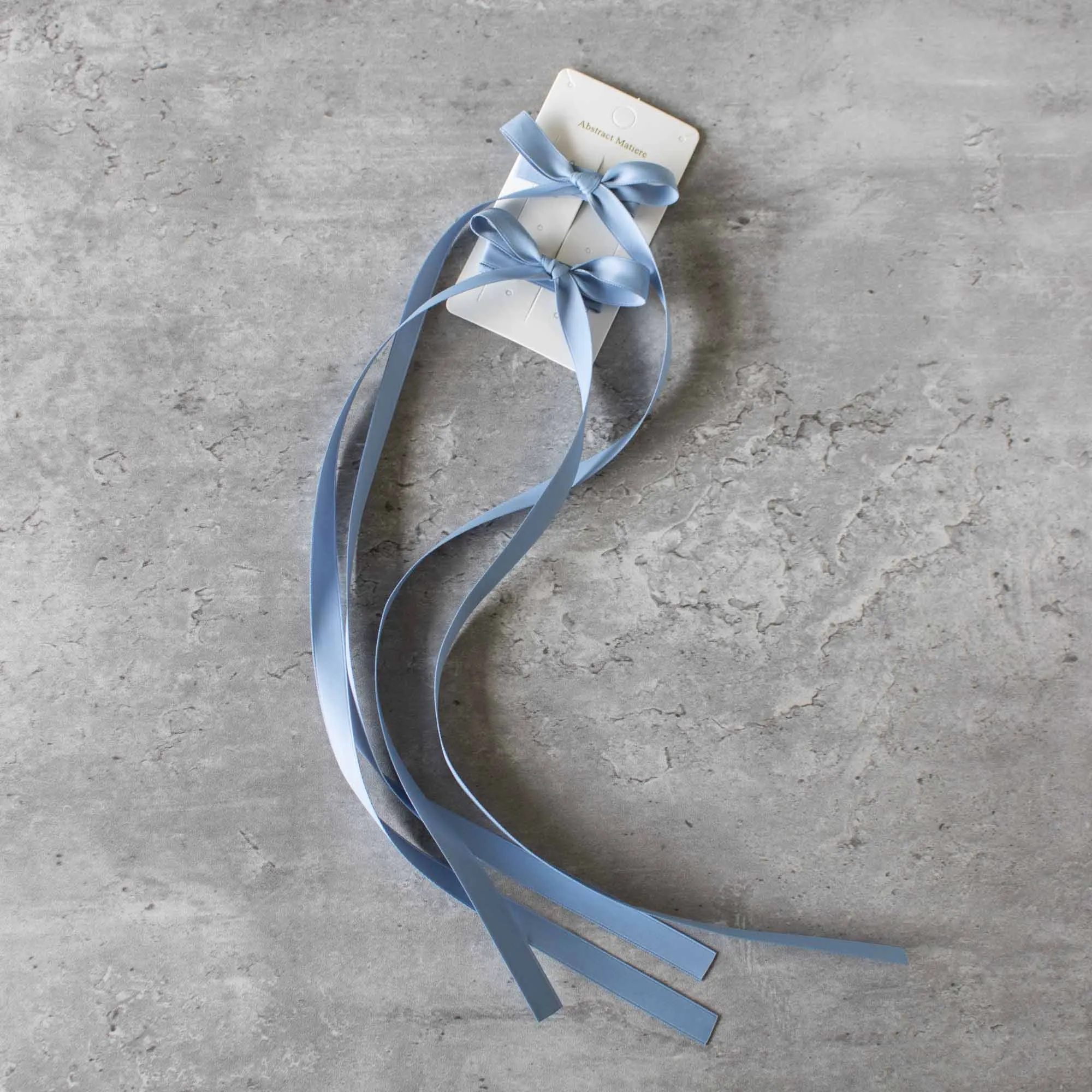 Matte Satin Ribbon Hair Pin Set: Denim