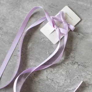 Matte Satin Ribbon Hair Pin Set: Lilac