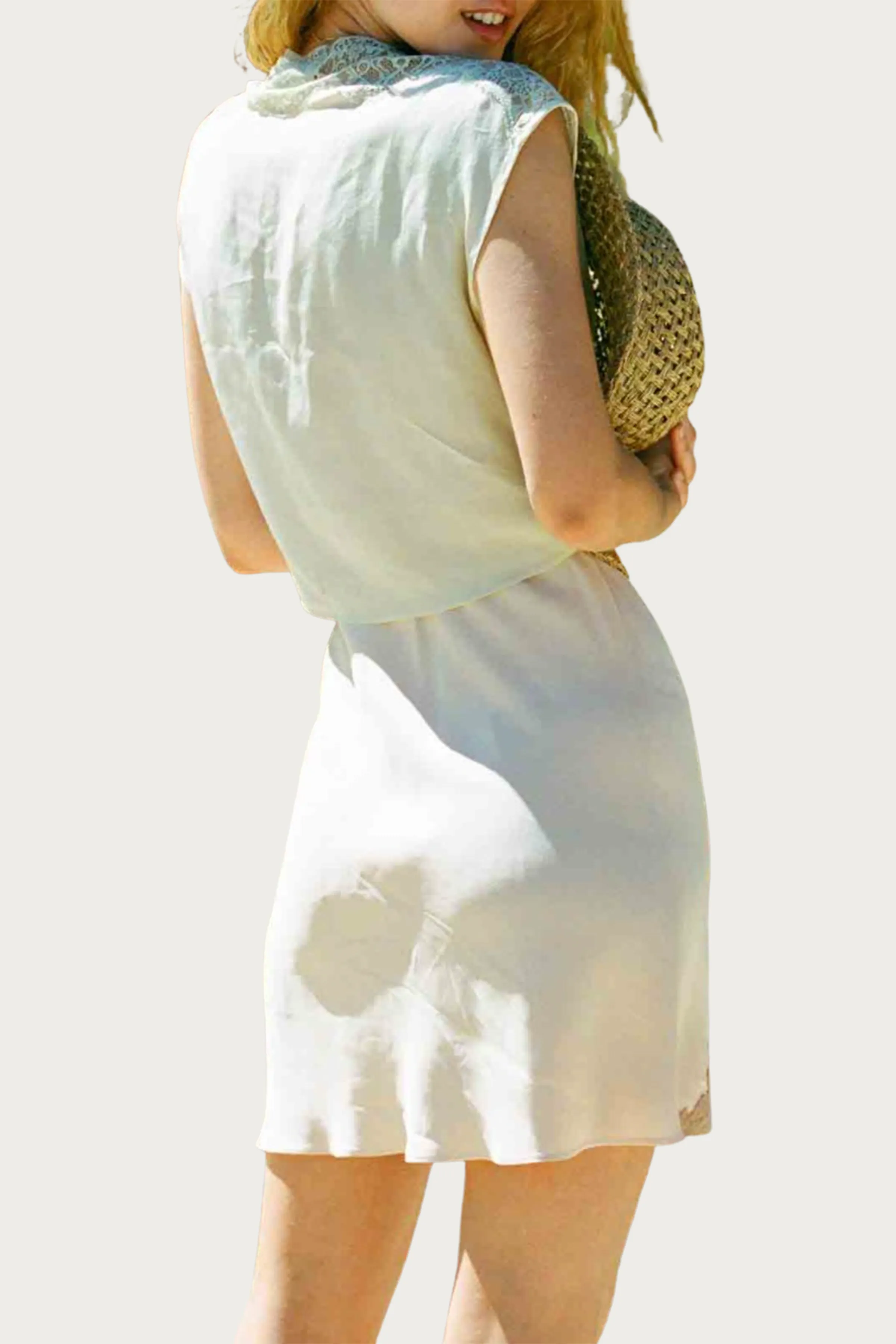 MEMPHIS LACE-TRIMMED SILK-SATIN MINI SLIP SKIRT