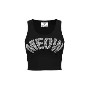 Meow Rhinestone Baby Rib - Noir