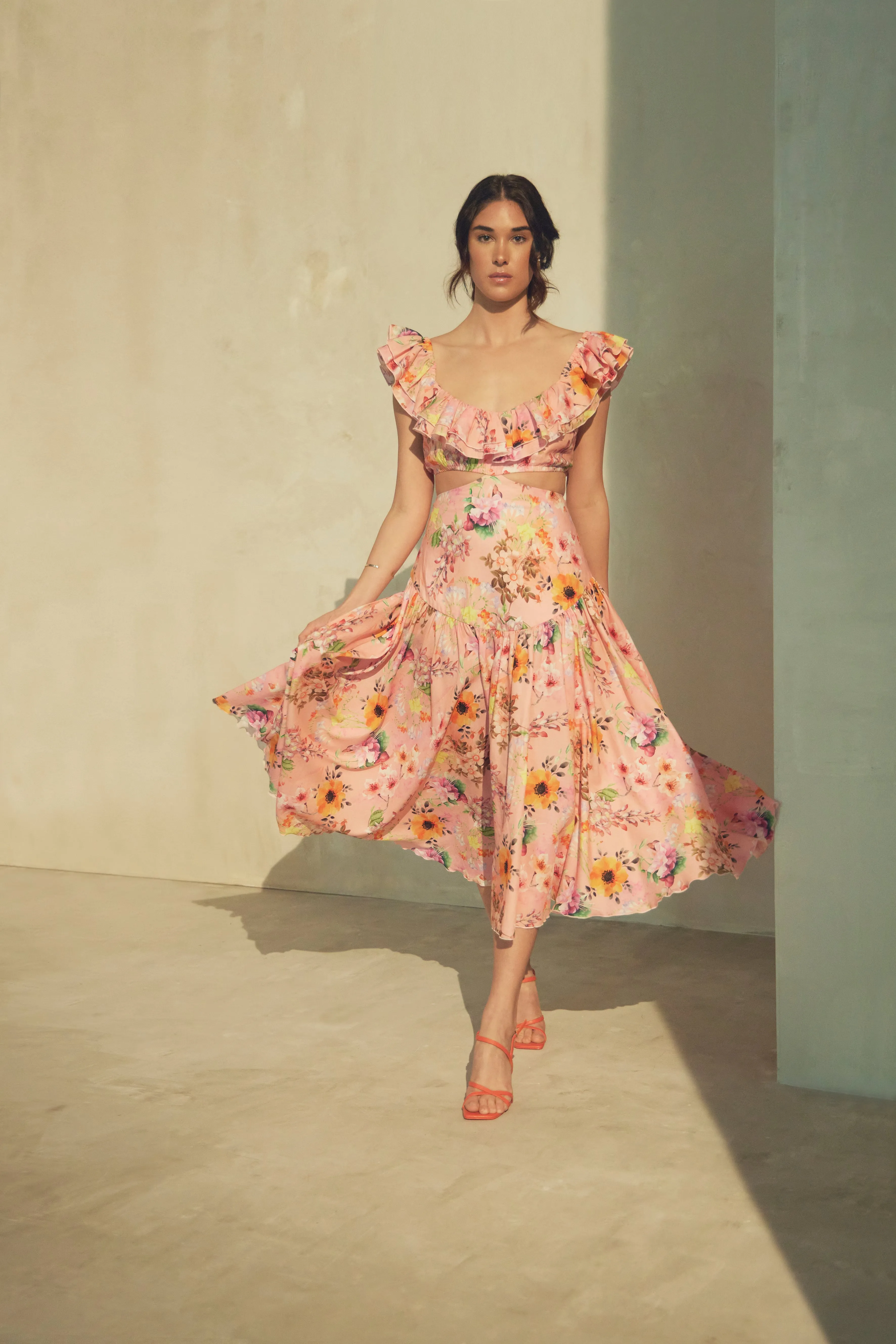 Mia Poplin Midi Dress Floral