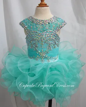 Mint Beaded Bodice Little Girl/Baby/Infant/Child Cupcake Pageant Dress
