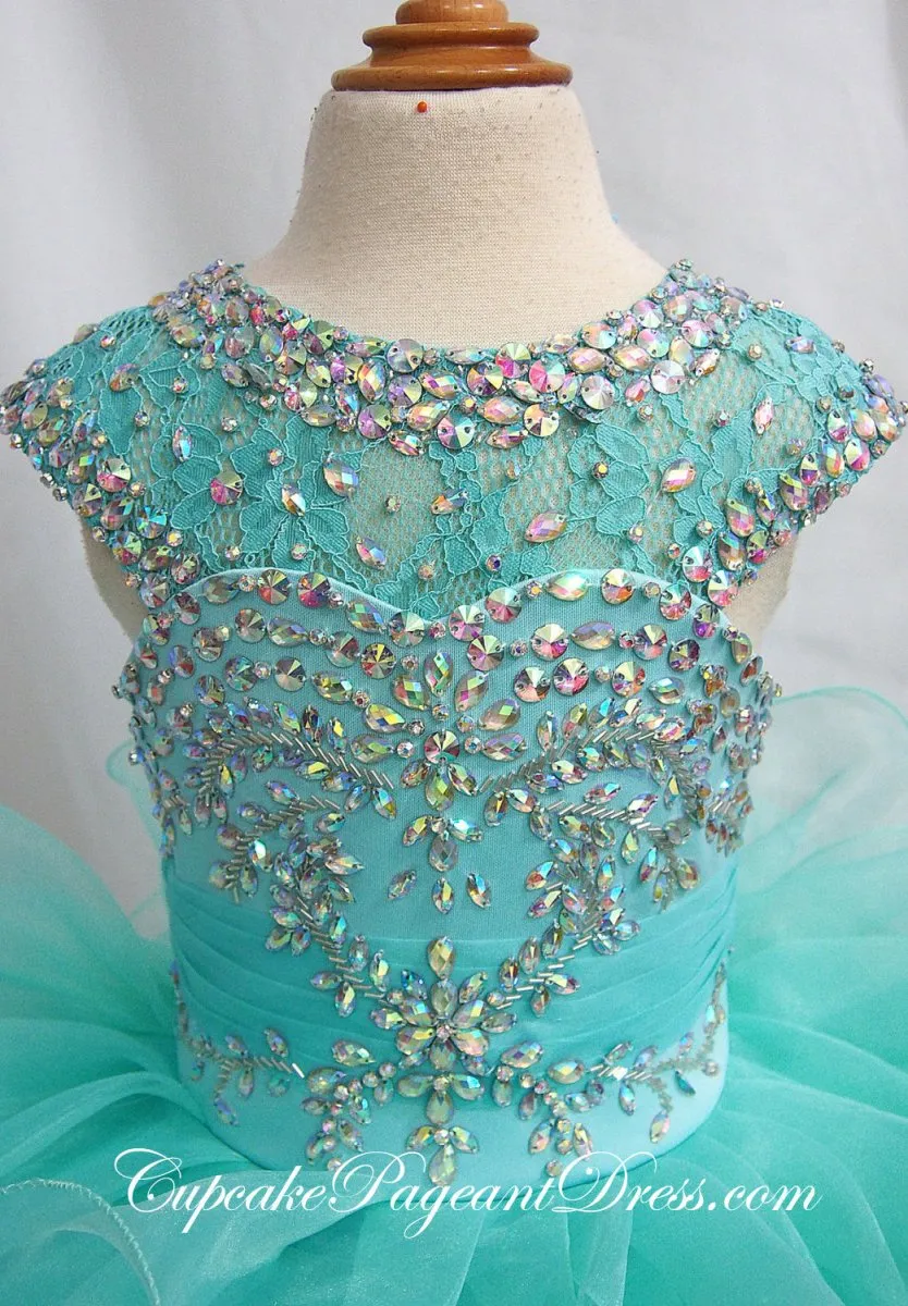 Mint Beaded Bodice Little Girl/Baby/Infant/Child Cupcake Pageant Dress