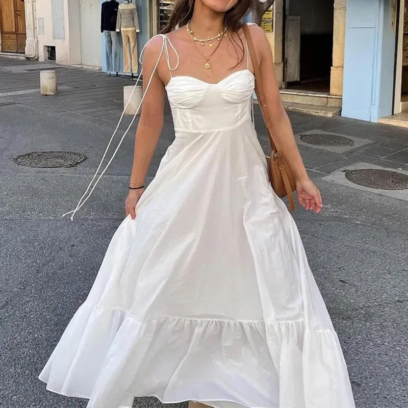 MOMENTLOVER New autumn new  2025 women's clothing temperament elegant fashion versatile solid color high waist suspender dress