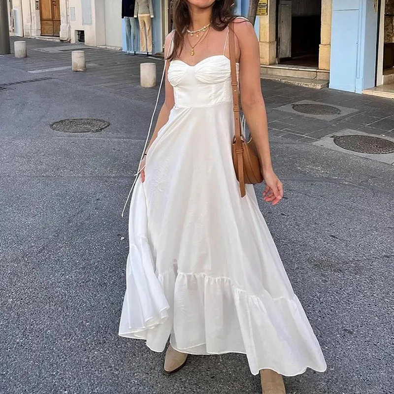 MOMENTLOVER New autumn new  2025 women's clothing temperament elegant fashion versatile solid color high waist suspender dress