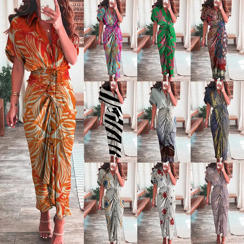 MOMENTLOVER New autumn new 2025 women's clothing temperament fashion printing long dress shirt dress
