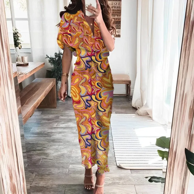 MOMENTLOVER New autumn new 2025 women's clothing temperament fashion printing long dress shirt dress