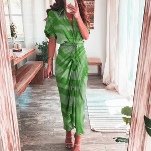 MOMENTLOVER New autumn new 2025 women's clothing temperament fashion printing long dress shirt dress
