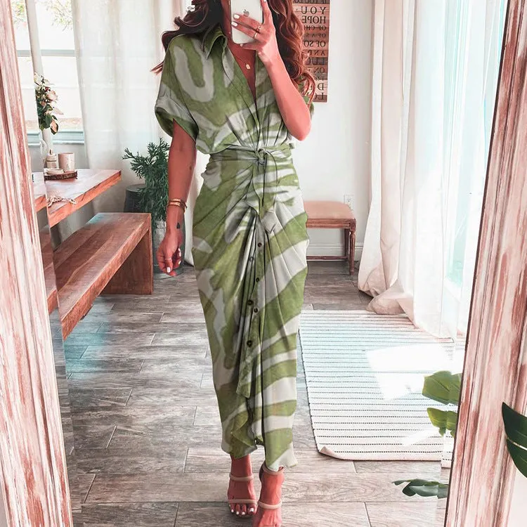 MOMENTLOVER New autumn new 2025 women's clothing temperament fashion printing long dress shirt dress