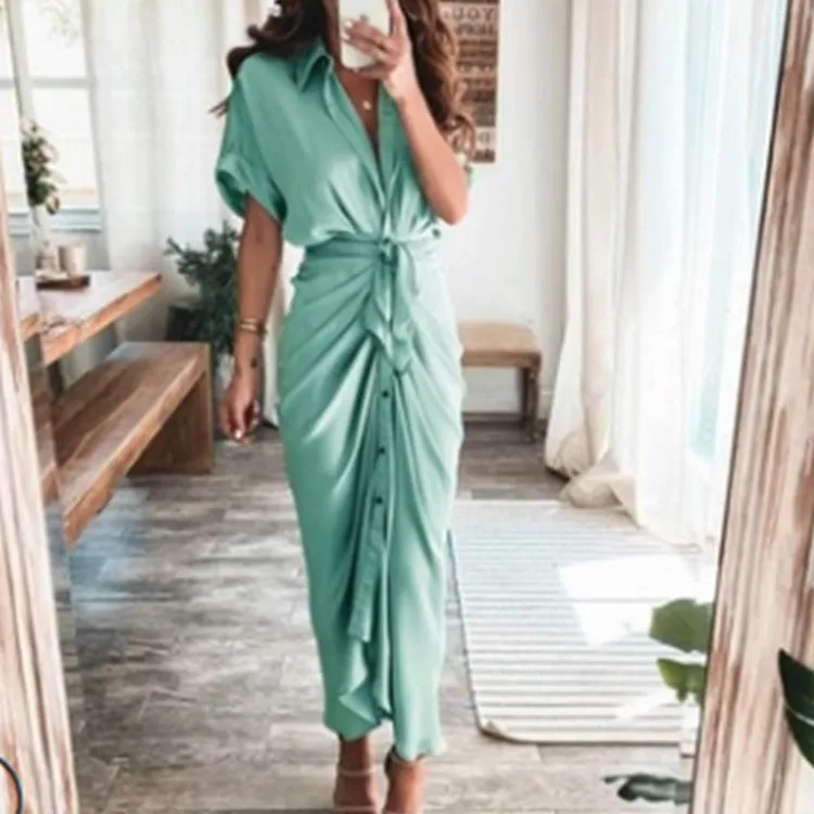 MOMENTLOVER New autumn new 2025 women's clothing temperament fashion printing long dress shirt dress