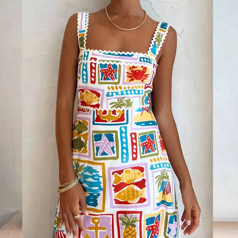 MOMENTLOVER women's clothing New autumn 2025 dresses, new temperament personalized printing tube top fashion suspender dresses