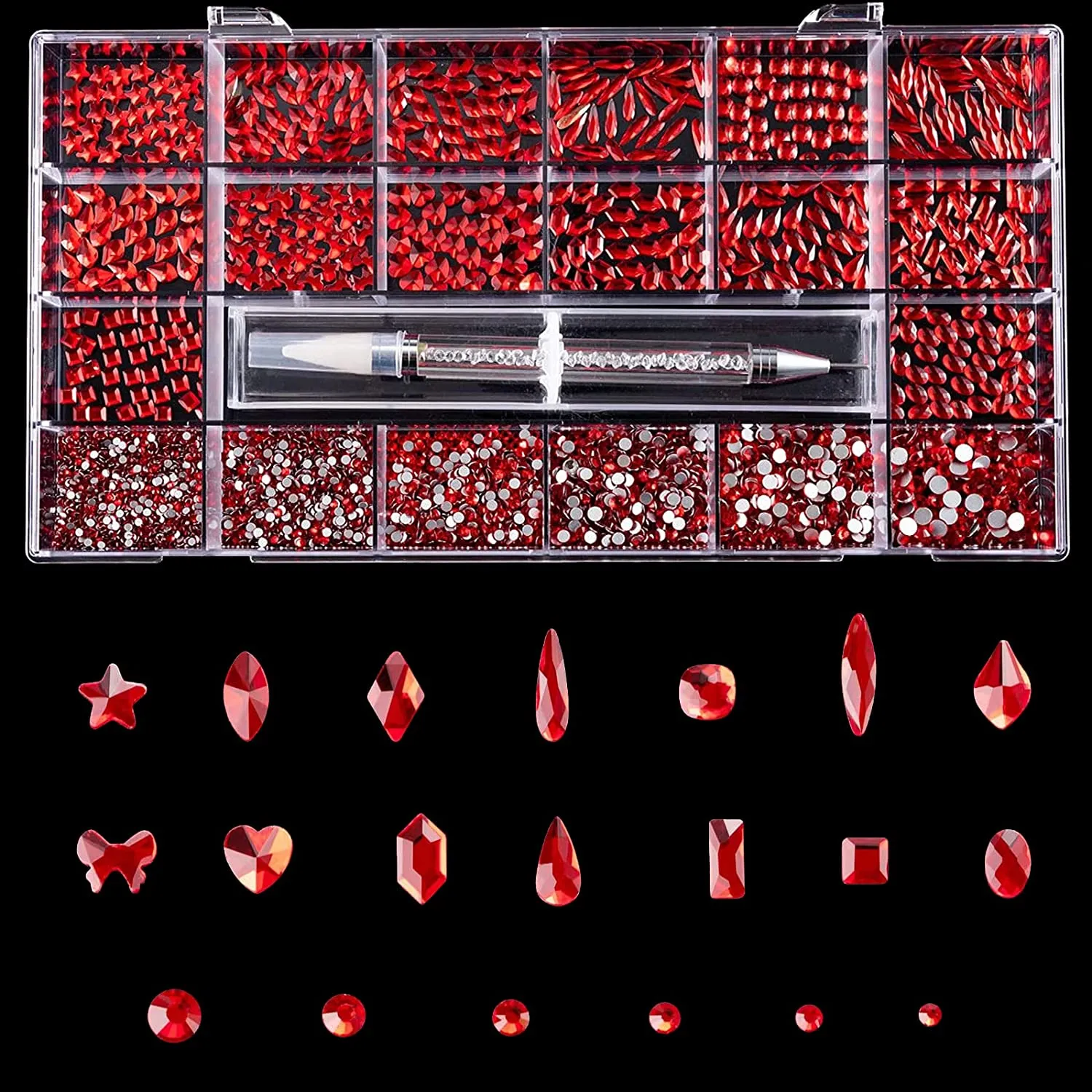 MRTREUP Nail Rhinestones Kit，3830PCS Multi-Shape 3D Glass Crystal AB Rhinestones Flat Back Nail Jewels with Professional Drill Pen for Nail Art DIY Crafts Phones Clothes Jewelry Bag Decoration