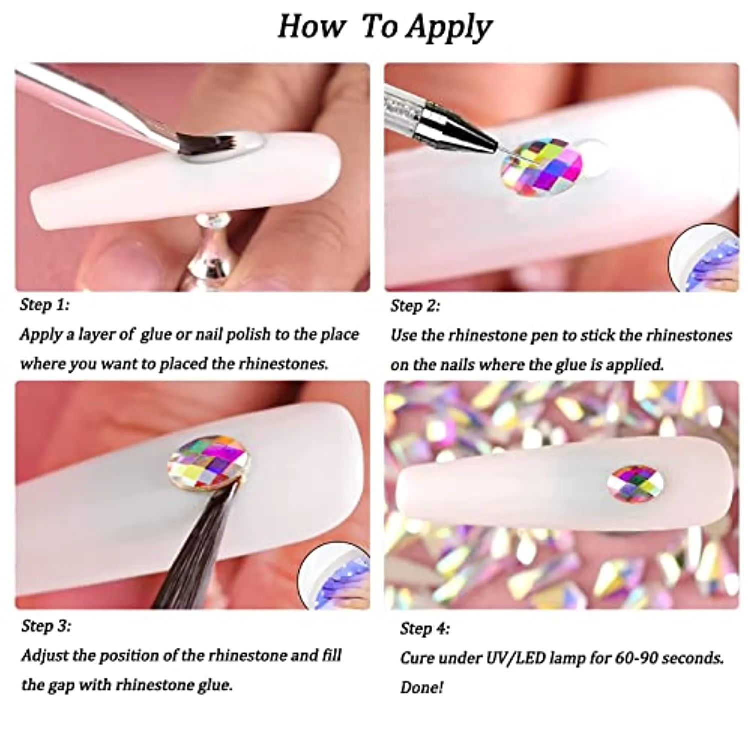 MRTREUP Nail Rhinestones Kit，3830PCS Multi-Shape 3D Glass Crystal AB Rhinestones Flat Back Nail Jewels with Professional Drill Pen for Nail Art DIY Crafts Phones Clothes Jewelry Bag Decoration