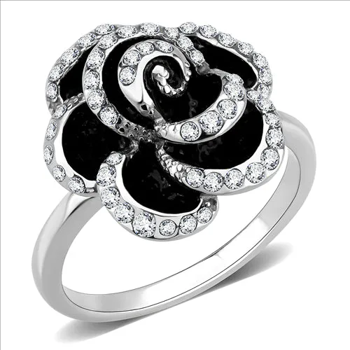 MT7753 - Black and Crystal Medium Flower - Most Popular
