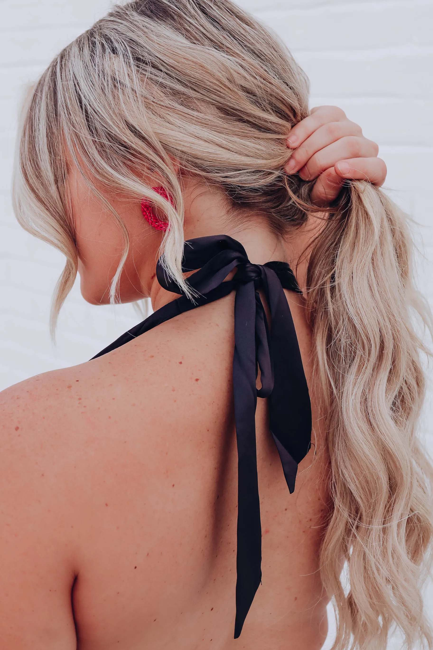 My Time Satin Halter Jumpsuit - Black